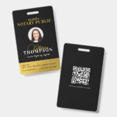 Notaris ondertekenagent Black Gold Foto QR Code Badge (Voor- en achterkant)