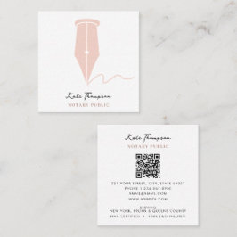 Notaris ondertekenagent Calligrafie QR-code Roze Vierkante Visitekaartje