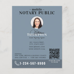 Notaris Ondertekenagent Modern Blauw Foto QR Code Flyer