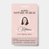 Notaris Ondertekenagent Moderne Roze Foto QR Code Badge (Voorzijde)