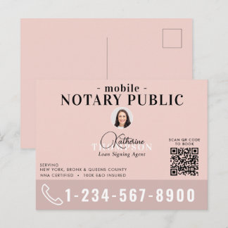 Notaris Ondertekenagent Moderne Roze Foto QR Code Briefkaart