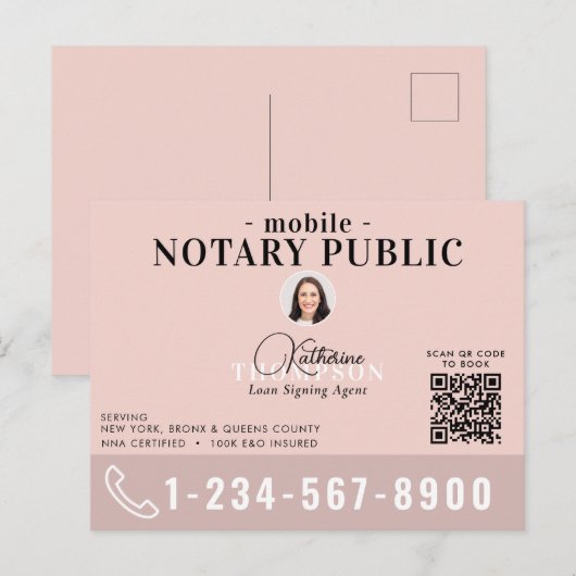 Notaris Ondertekenagent Moderne Roze Foto QR Code Briefkaart (Voorkant / Achterkant)