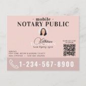 Notaris Ondertekenagent Moderne Roze Foto QR Code Briefkaart (Voorkant)