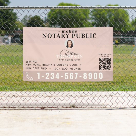 Notaris Ondertekenagent Moderne Roze Foto QR-code Spandoek (Insitu)