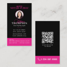 Notaris ondertekenagent zwart roze foto QR-code