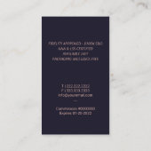 Notaris ondertekenende agent marine & roze quill L Visitekaartje (Achterkant)