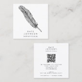 Notaris Ondertekenende Agent Veer Quill QR Code Vierkante Visitekaartje (Voorkant / Achterkant)