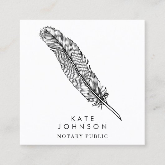 Notaris Ondertekenende Agent Veer Quill QR Code Vierkante Visitekaartje (Voorkant)