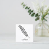 Notaris Ondertekenende Agent Veer Quill QR Code Vierkante Visitekaartje (Staand voorkant)