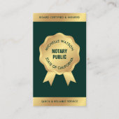 Notaris Ondertekening Agent Elegant Groen & Goud Visitekaartje (Voorkant)