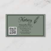 Notaris Ondertekening Agent QR Code Sage Green Visitekaartje (Voorkant)