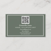 Notaris Ondertekening Agent QR Code Sage Green Visitekaartje (Voorkant)