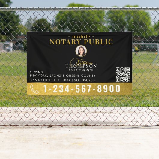 Notaris ondertekeningsagent Black Gold Foto QR Cod Spandoek (Insitu)