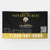 Notaris ondertekeningsagent Black Gold Foto QR Cod Spandoek (Horizontaal)