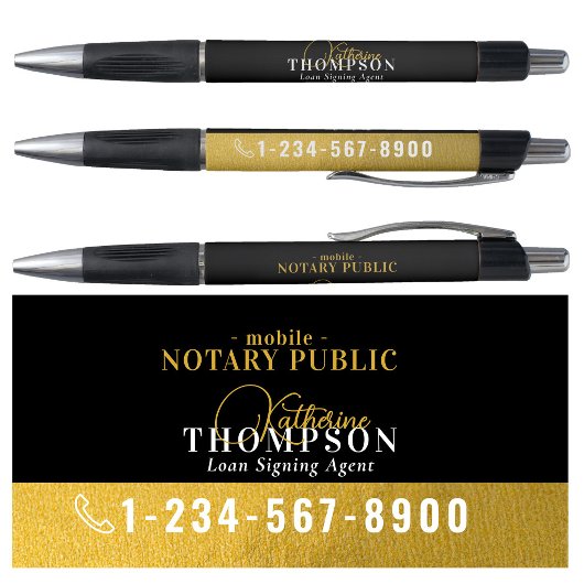 Notaris Ondertekeningsagent Goud Zwart Telefoonnum Pen
