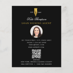 Notaris ondertekeningsagent Modern gouden QR-code Flyer