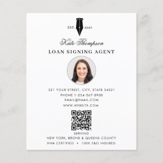 Notaris ondertekeningsagent moderne witte QR-code Flyer