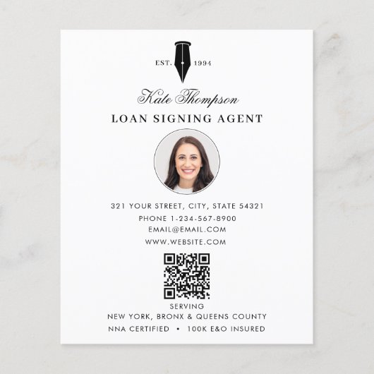 Notaris ondertekeningsagent moderne witte QR-code Flyer (Voorkant)