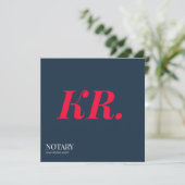 Notaris ondertekeningsagent monogram marineblauw aankondiging (Staand voorkant)