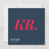 Notaris ondertekeningsagent monogram marineblauw aankondiging (Voorkant)