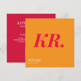 Notaris ondertekeningsagent monogram oranje roze aankondiging