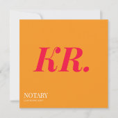 Notaris ondertekeningsagent monogram oranje roze aankondiging (Voorkant)
