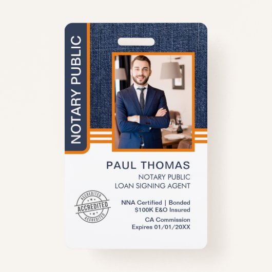 Notaris Ondertekeningsagent overheidslening ID Badge (Voorkant)