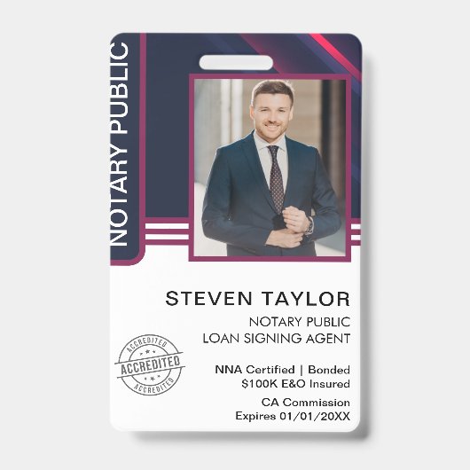 Notaris Ondertekeningsagent overheidslening ID Badge (Front)