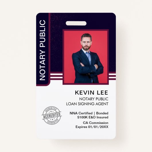 Notaris Ondertekeningsagent overheidslening ID Badge (Voorkant)