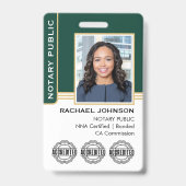 Notaris Openbaar Aangepast Foto Logo ID Groen Goud Badge (Voorzijde)