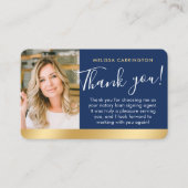 Notaris Openbaar Dank u Foto Navy Donkerblauw Goud Visitekaartje (Voorkant)