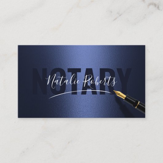 Notaris Openbaar Moderne Handtekening Navy & Roos  Visitekaartje (Voorkant)