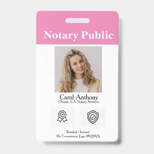 Notaris Openbaar / Notaris Ondertekenaar ID Badge (Voorzijde)