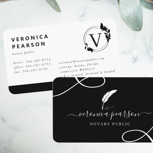 Notaris Openbaar Ondertekenend Agent Quill Logo Visitekaartje