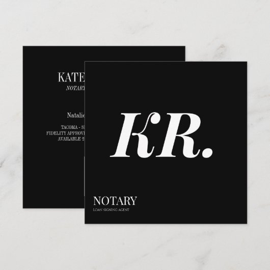 Notaris Openbaar Ondertekeningsagent Monogram eleg Aankondiging (Voorkant / Achterkant)
