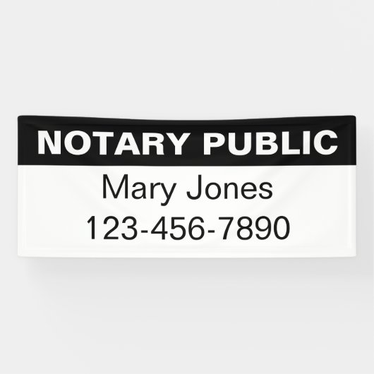 Notaris Openbaar Zwart-wit Naam Telefoonnummer Spandoek (Horizontaal)
