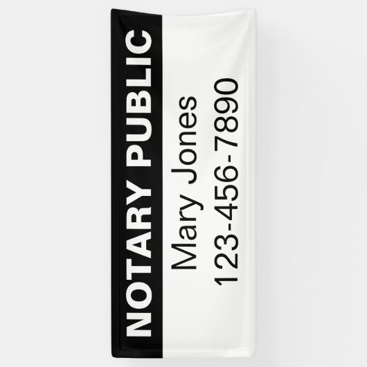 Notaris Openbaar Zwart-wit Naam Telefoonnummer Spandoek (Verticaal)