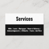 Notaris Openbaar Zwart & Wit Telefoonnummer Sjablo Visitekaartje (Achterkant)