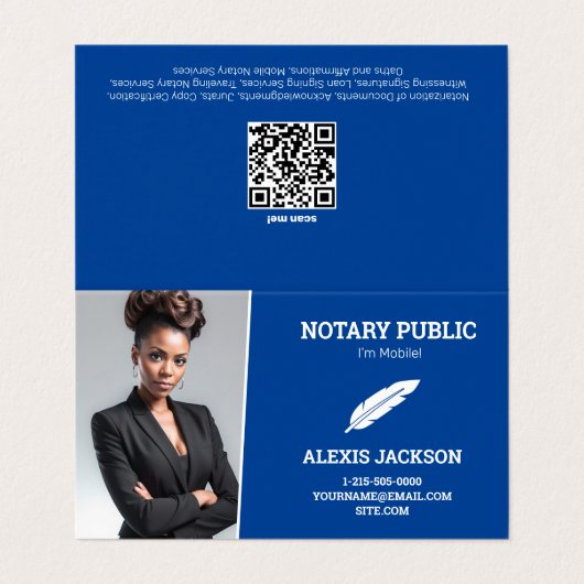 Notaris Openbare Aangepaste QR & Foto Visitekaartje (Buitenkant ongevouwen)