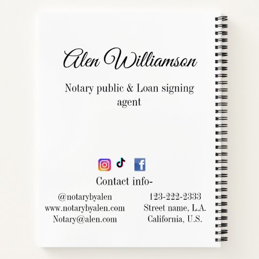 Notaris Openbare akte ondertekenaar voeg naam adre Notitieboek (Achterkant)