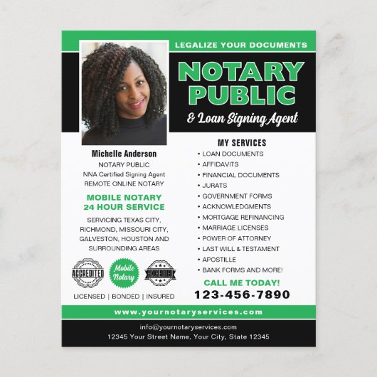 Notaris Openbare Akte Ondertekeningsagent Groen Be Flyer (Voorkant)