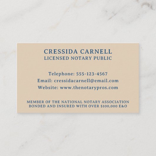 Notaris Openbare Apostille Dienst Aarde Boho Quill Visitekaartje (Achterkant)