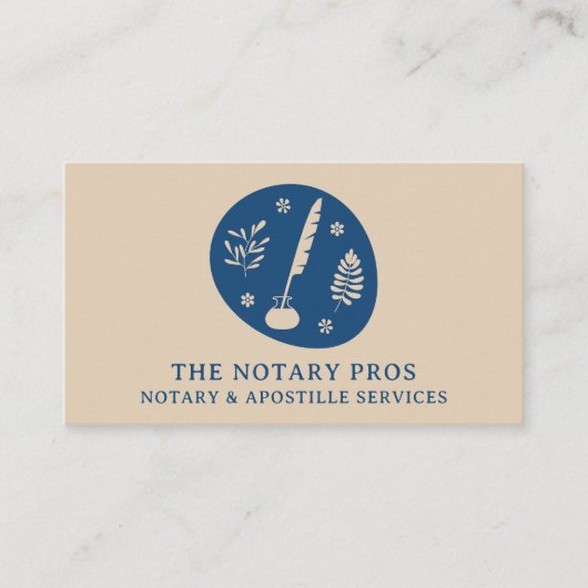 Notaris Openbare Apostille Dienst Aarde Boho Quill Visitekaartje (Voorkant)