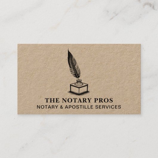 Notaris Openbare Apostille Dienst  Quill Visitekaartje (Voorkant)