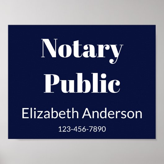 Notaris Openbare Blauwe Naam Telefoonnummer Venste Poster (Voorkant)