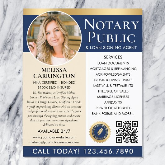 Notaris Openbare Diensten Foto Elegant Navy Goud Flyer