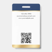 Notaris Openbare ID-foto Elegante Navy Goud Badge (Achterkant)