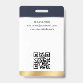 Notaris Openbare ID-foto QR-code donkerblauw goud Badge (Achterkant)