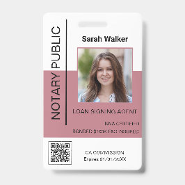 Notaris openbare ID kantoormedewerker stoffig roze Badge