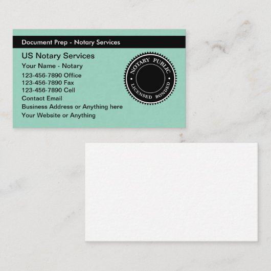 Notaris openbare klassieke Visitekaartjes (Voorkant / Achterkant)